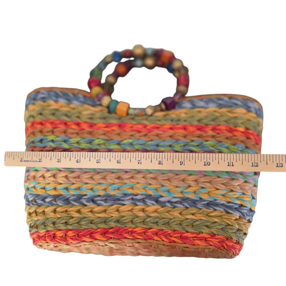 Cappeli Straworld Multicolor Woven Straw Beaded Handle Tote - Picture 10 of 13